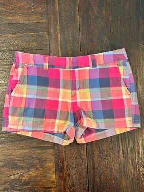 GAP Women's Bright Multi-Color Plaid Cotton City 3 Inch Shorts